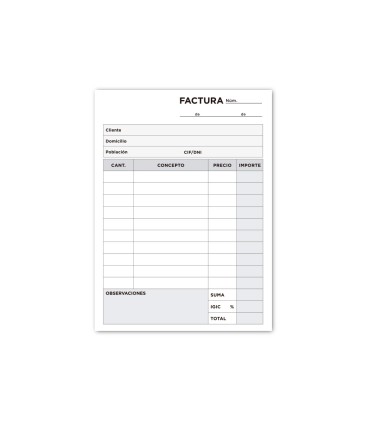 Talonario liderpapel facturas 8º original t100 con igic